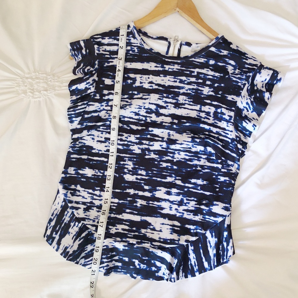 SOLD Zara Blue & White Tie Dye Peplum Blouse - Picture 7 of 7